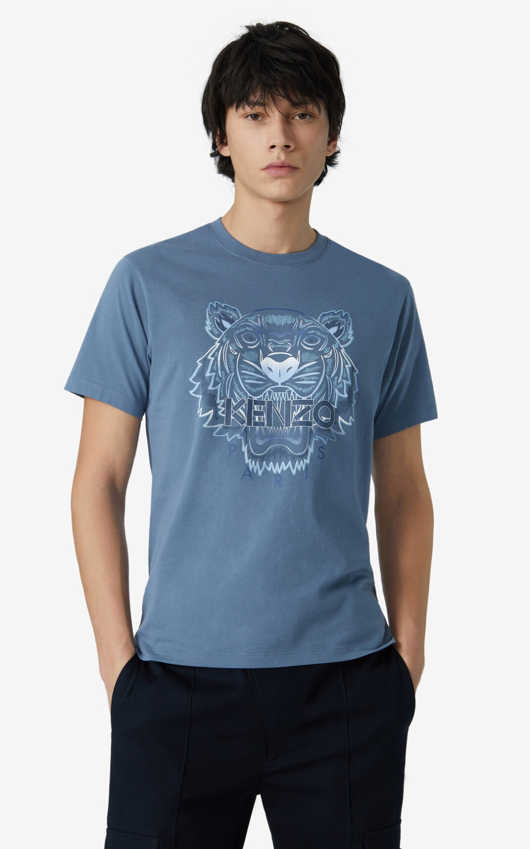 T Shirt Kenzo Gradient Tiger Homme Bleu | LXTZ-56938